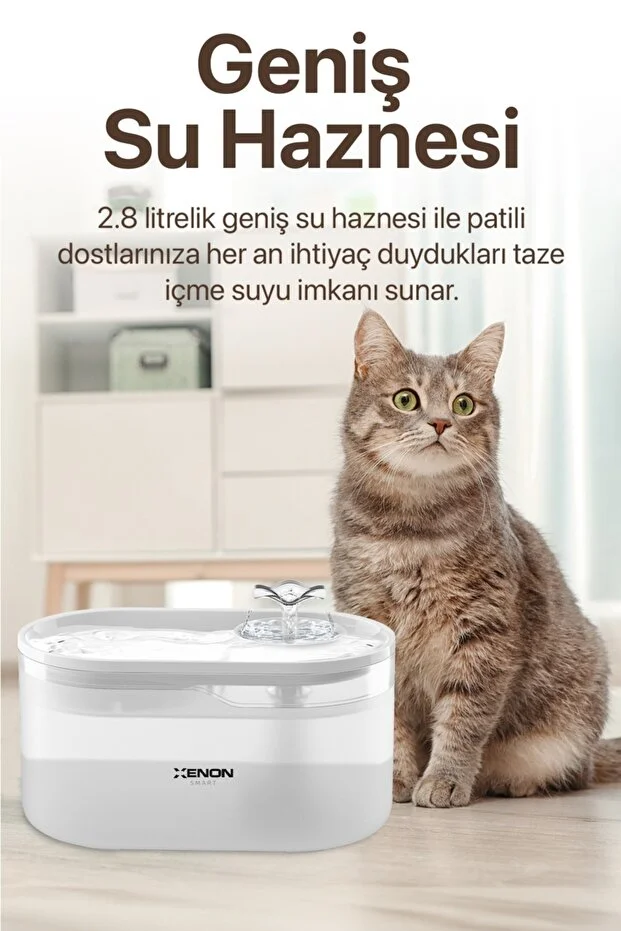 Akıllı Wifi Destekli Kedi Su Pınarı X8650_M1 Beyaz